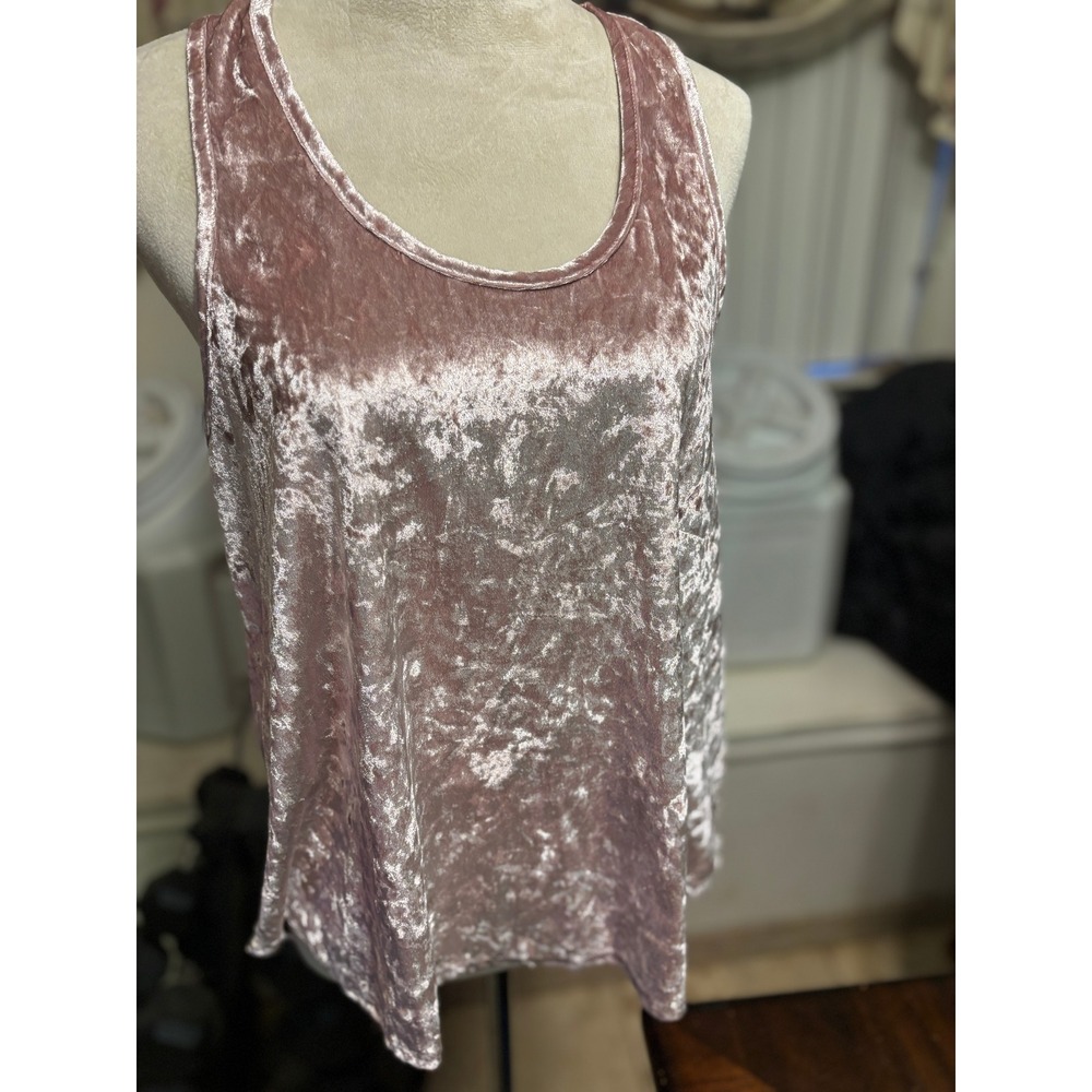 Luna Chix Pink Crushed Velvet Racerback Tank Top Womens Large Dusty‎ Rose